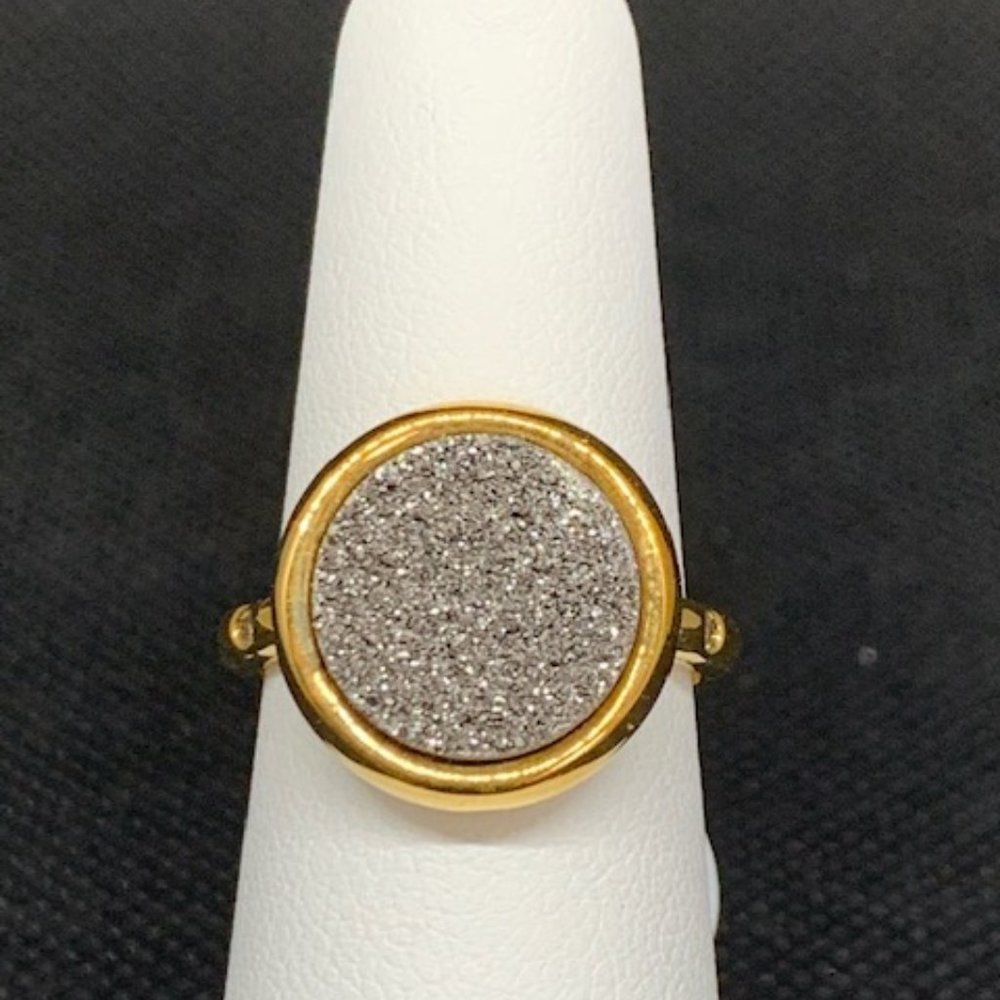 RS Covenant #1925 Silver Druzy/Cubic Zirconia Gold Ring Size 7 w/warranty